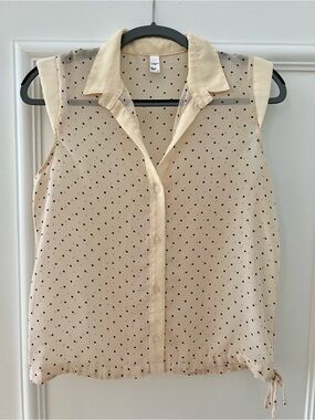 American Apparel Cream Sleeveless Polka Dot Button-Down Top